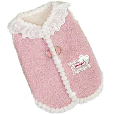 Sweet Dog Clothes Winter Pink Red Fleece Vest Jacket For Small Dogs Chihuahua Dachshund Pet Apparels Puppy Coat Jacket Outfit XL