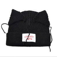 2022 Winter Skullies Cute Women Long ears  fox Hat Crochet Knitted Hat Costume Beanie Hats Women christmas Gift Hip-hop Cap