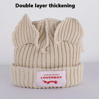 2022 Winter Skullies Cute Women Long ears  fox Hat Crochet Knitted Hat Costume Beanie Hats Women christmas Gift Hip-hop Cap