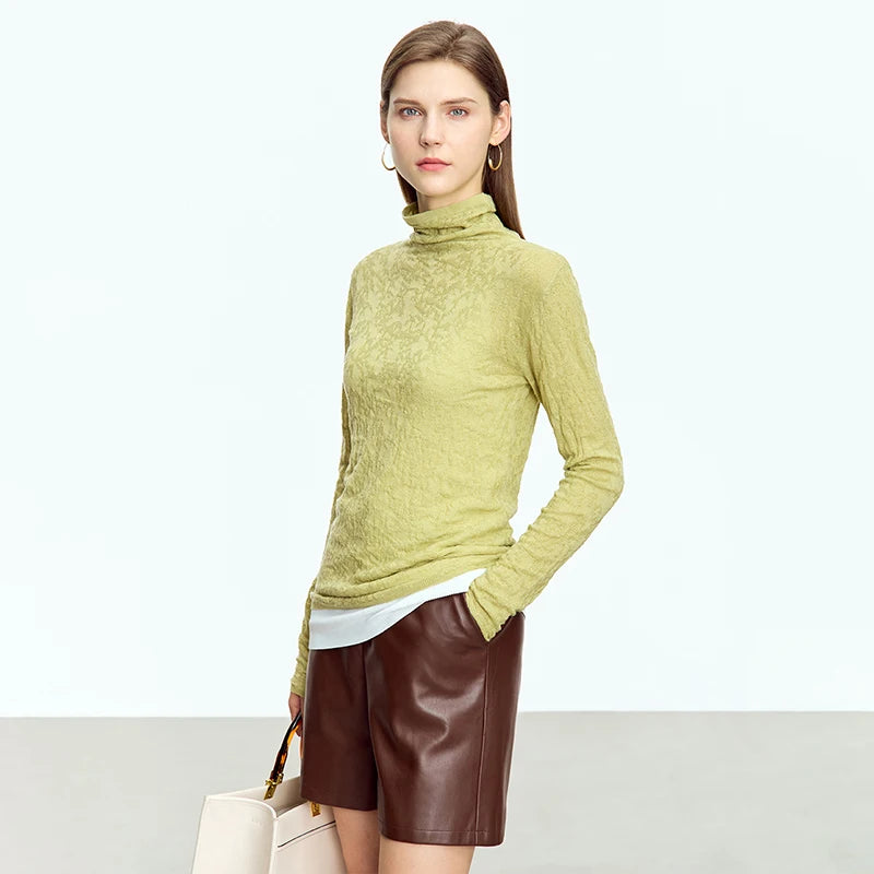 AMII Minimalist 2025 Spring Turtleneck Sweater for Women Winter Slim Warm Solid Long Sleeve Simple Pullover Female Tops 12323145