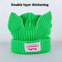 2022 Winter Skullies Cute Women Long ears  fox Hat Crochet Knitted Hat Costume Beanie Hats Women christmas Gift Hip-hop Cap