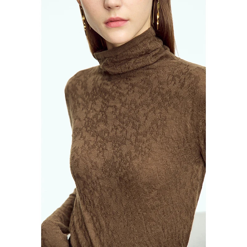 AMII Minimalist 2025 Spring Turtleneck Sweater for Women Winter Slim Warm Solid Long Sleeve Simple Pullover Female Tops 12323145