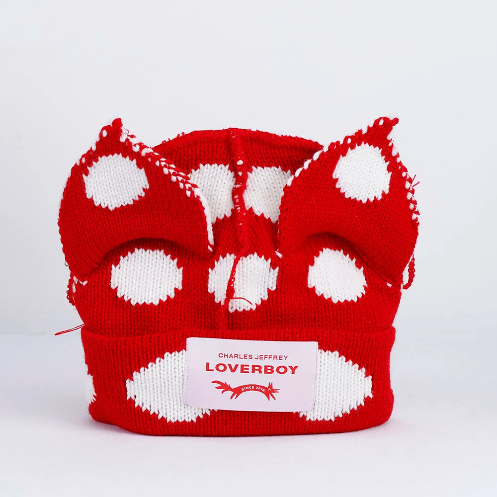 2022 Winter Skullies Cute Women Long ears  fox Hat Crochet Knitted Hat Costume Beanie Hats Women christmas Gift Hip-hop Cap