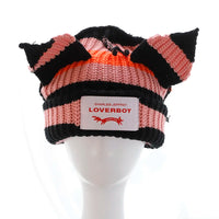 2022 Winter Skullies Cute Women Long ears  fox Hat Crochet Knitted Hat Costume Beanie Hats Women christmas Gift Hip-hop Cap