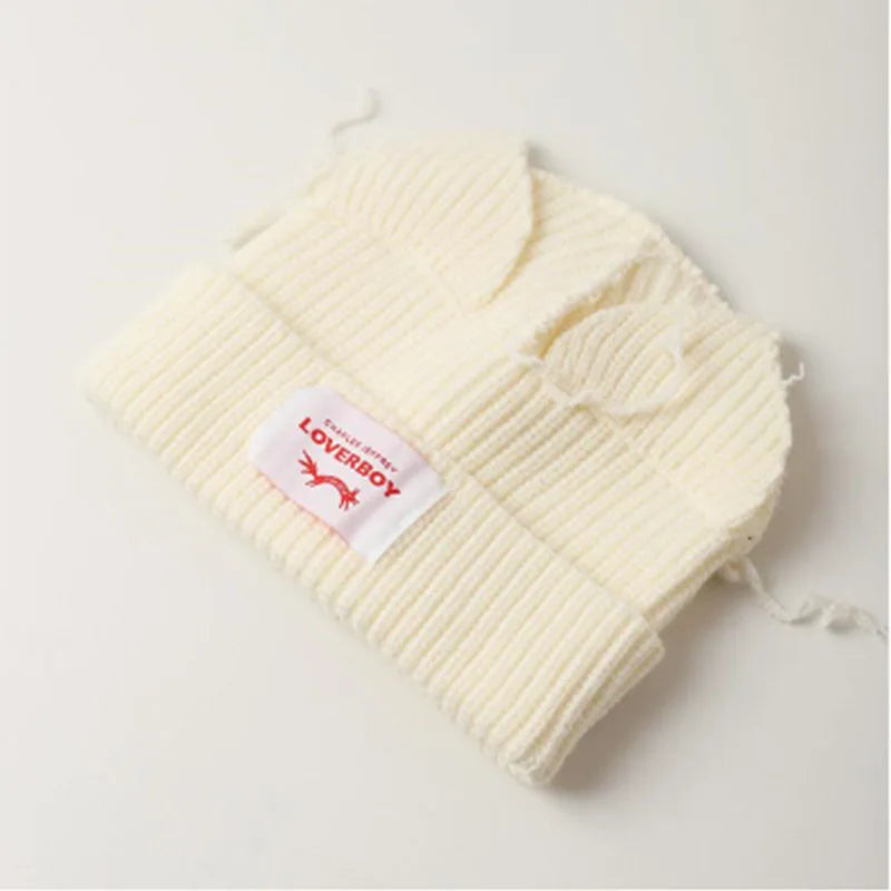 2022 Winter Skullies Cute Women Long ears  fox Hat Crochet Knitted Hat Costume Beanie Hats Women christmas Gift Hip-hop Cap