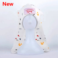 2022 Winter Skullies Cute Women Long ears  fox Hat Crochet Knitted Hat Costume Beanie Hats Women christmas Gift Hip-hop Cap
