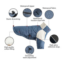 Winter Windproof Dog Coat, Warm Two-Legs Cotton Jacket for Small Medium Large Dogs, Cozy Cold Weather Pet Apparel