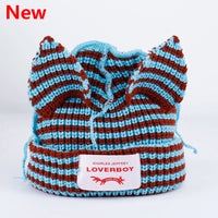 2022 Winter Skullies Cute Women Long ears  fox Hat Crochet Knitted Hat Costume Beanie Hats Women christmas Gift Hip-hop Cap