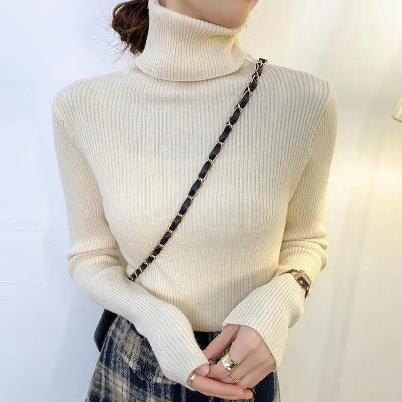 Women's Sweater Knitted Pullover Sweater Women New Sweaters Ladies Turtleneck Top Women Bottoming Jumper Winter Clothes Woman