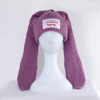 2022 Winter Skullies Cute Women Long ears  fox Hat Crochet Knitted Hat Costume Beanie Hats Women christmas Gift Hip-hop Cap