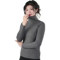 2025 Women Pullovers Turtleneck Sweater Solid Color Pile Neck Knitwear Autumn Winter Warm Jumper Tops Pull Femme Christmas Gift
