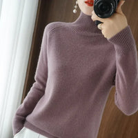 Turtleneck Pullover Fall/winter Cashmere Sweater Women Pure Color Casual Long-sleeved Loose Pullover Bottoming Women's