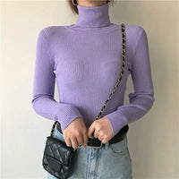 Women's Sweater Knitted Pullover Sweater Women New Sweaters Ladies Turtleneck Top Women Bottoming Jumper Winter Clothes Woman
