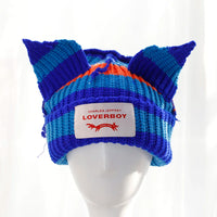 2022 Winter Skullies Cute Women Long ears  fox Hat Crochet Knitted Hat Costume Beanie Hats Women christmas Gift Hip-hop Cap