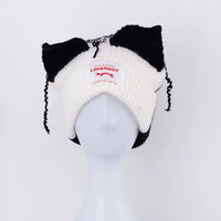 2022 Winter Skullies Cute Women Long ears  fox Hat Crochet Knitted Hat Costume Beanie Hats Women christmas Gift Hip-hop Cap
