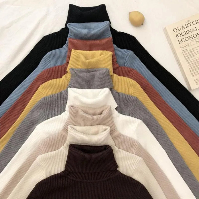 Women's Sweater Knitted Pullover Sweater Women New Sweaters Ladies Turtleneck Top Women Bottoming Jumper Winter Clothes Woman