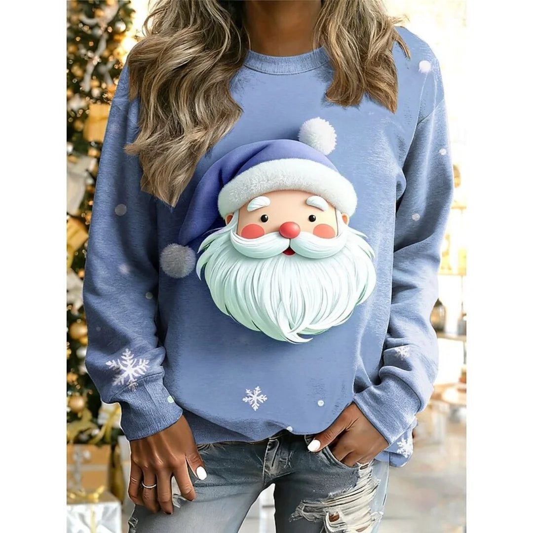 Women's Christmas Santa Graphic Sweatshirt Cozy Long Sleeve Round Neck Holiday Home Street Style Fall Casual Fashion Pullover