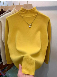 Candy Color Half Turtleneck Sweater Pullover Women Fall Winter Slim Soft Knitwear Jumper Korean Casual Warm Knit Long Sleeve Top