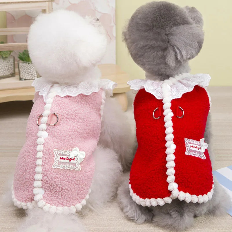 Sweet Dog Clothes Winter Pink Red Fleece Vest Jacket For Small Dogs Chihuahua Dachshund Pet Apparels Puppy Coat Jacket Outfit XL