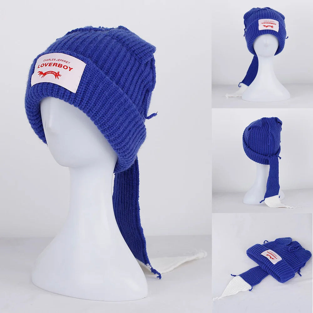 2022 Winter Skullies Cute Women Long ears  fox Hat Crochet Knitted Hat Costume Beanie Hats Women christmas Gift Hip-hop Cap