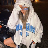 1Hoodies Women Retro Harajuku Hip Hop Jacket High Street Zip Up Hoodie Casual Loose Sweatshirt Clothes Y2K Tops oversized hoodie