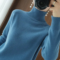 Turtleneck Pullover Fall/winter Cashmere Sweater Women Pure Color Casual Long-sleeved Loose Pullover Bottoming Women's