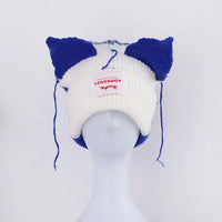 2022 Winter Skullies Cute Women Long ears  fox Hat Crochet Knitted Hat Costume Beanie Hats Women christmas Gift Hip-hop Cap