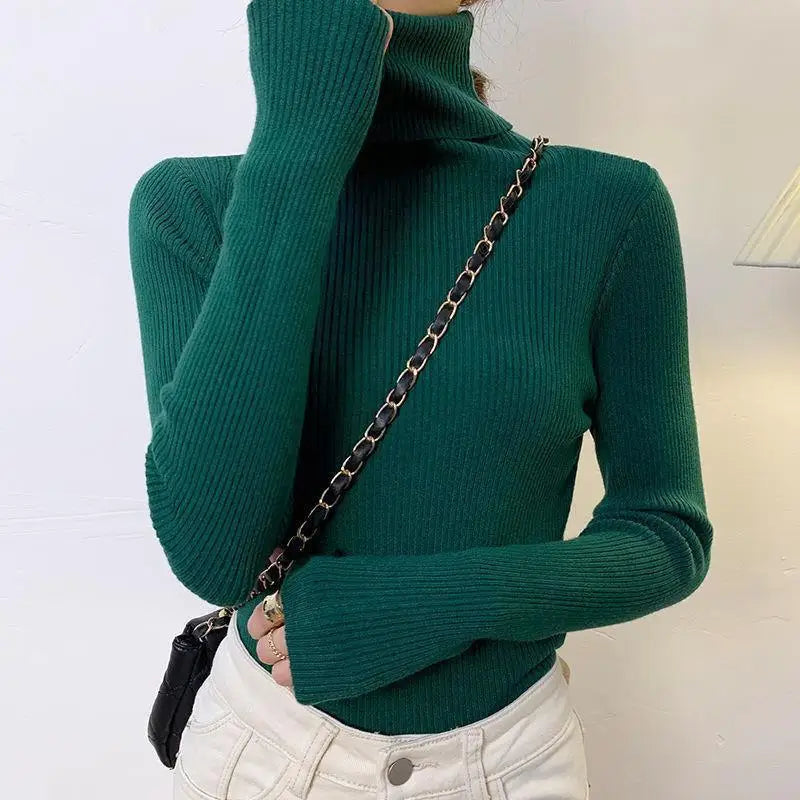 Women's Sweater Knitted Pullover Sweater Women New Sweaters Ladies Turtleneck Top Women Bottoming Jumper Winter Clothes Woman