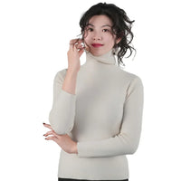 2025 Women Pullovers Turtleneck Sweater Solid Color Pile Neck Knitwear Autumn Winter Warm Jumper Tops Pull Femme Christmas Gift