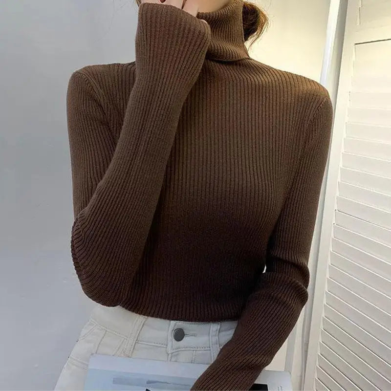 Women's Sweater Knitted Pullover Sweater Women New Sweaters Ladies Turtleneck Top Women Bottoming Jumper Winter Clothes Woman