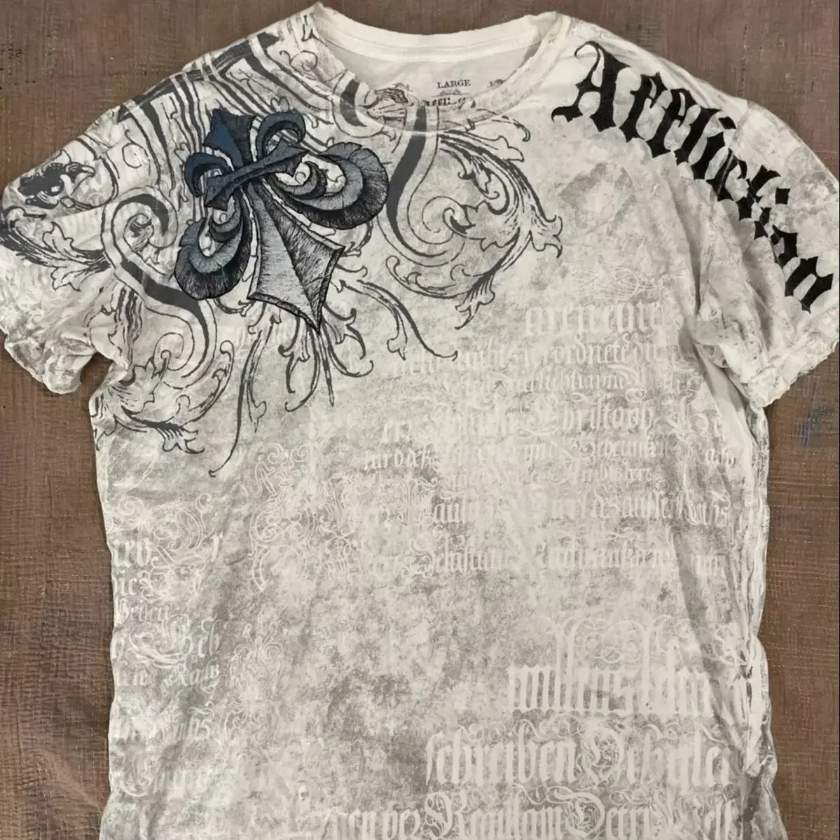 90s Affliction Dark Angel Wings T-shirt Woman Street American Dark Fashion Street Style With Antique Details Man Short Sleeves