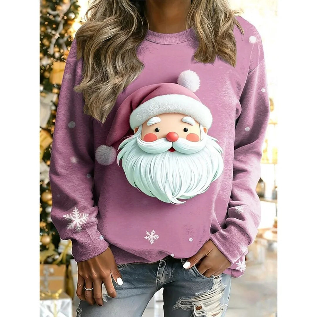 Women's Christmas Santa Graphic Sweatshirt Cozy Long Sleeve Round Neck Holiday Home Street Style Fall Casual Fashion Pullover