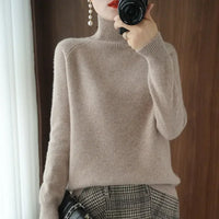 Turtleneck Pullover Fall/winter Cashmere Sweater Women Pure Color Casual Long-sleeved Loose Pullover Bottoming Women's