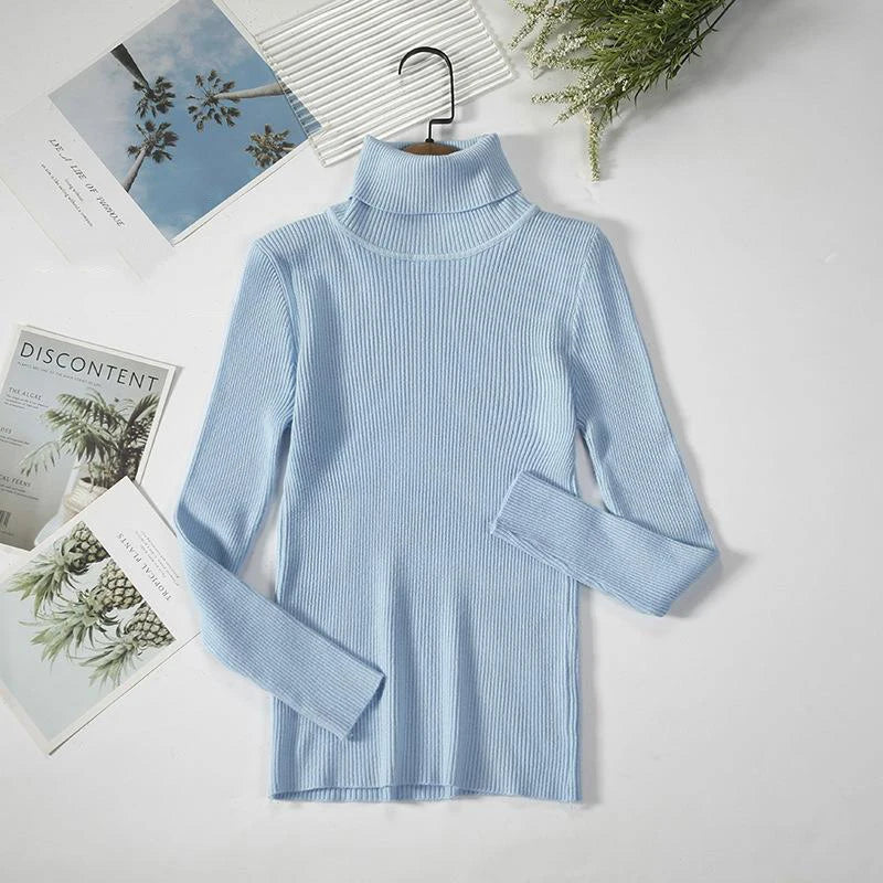 Women's Sweater Knitted Pullover Sweater Women New Sweaters Ladies Turtleneck Top Women Bottoming Jumper Winter Clothes Woman