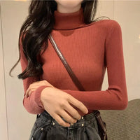 Women's Sweater Knitted Pullover Sweater Women New Sweaters Ladies Turtleneck Top Women Bottoming Jumper Winter Clothes Woman