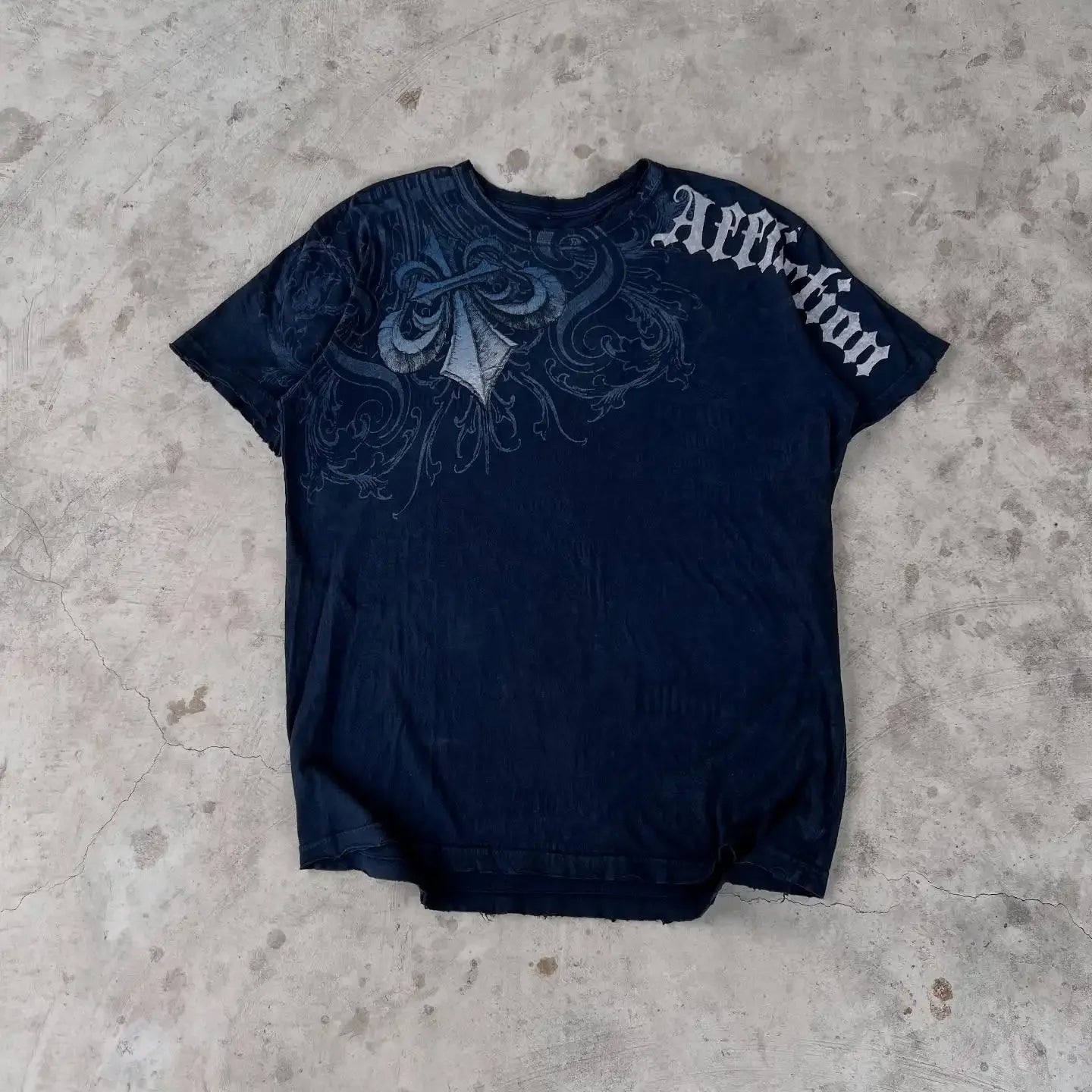 90s Affliction Dark Angel Wings T-shirt Woman Street American Dark Fashion Street Style With Antique Details Man Short Sleeves