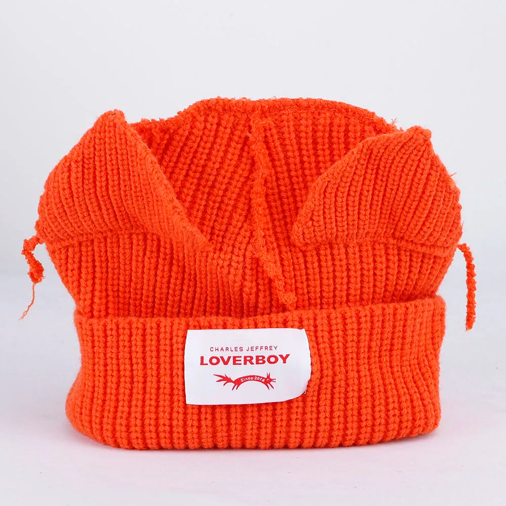 2022 Winter Skullies Cute Women Long ears  fox Hat Crochet Knitted Hat Costume Beanie Hats Women christmas Gift Hip-hop Cap
