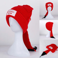 2022 Winter Skullies Cute Women Long ears  fox Hat Crochet Knitted Hat Costume Beanie Hats Women christmas Gift Hip-hop Cap