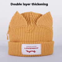 2022 Winter Skullies Cute Women Long ears  fox Hat Crochet Knitted Hat Costume Beanie Hats Women christmas Gift Hip-hop Cap