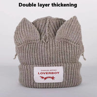 2022 Winter Skullies Cute Women Long ears  fox Hat Crochet Knitted Hat Costume Beanie Hats Women christmas Gift Hip-hop Cap