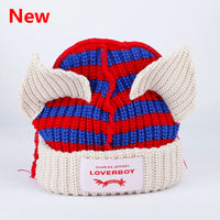 2022 Winter Skullies Cute Women Long ears  fox Hat Crochet Knitted Hat Costume Beanie Hats Women christmas Gift Hip-hop Cap
