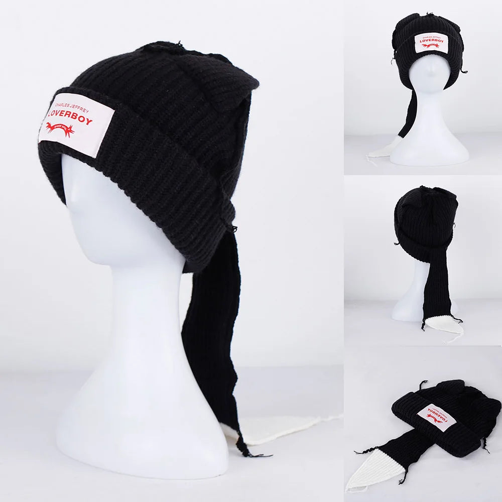 2022 Winter Skullies Cute Women Long ears  fox Hat Crochet Knitted Hat Costume Beanie Hats Women christmas Gift Hip-hop Cap