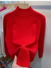 Candy Color Half Turtleneck Sweater Pullover Women Fall Winter Slim Soft Knitwear Jumper Korean Casual Warm Knit Long Sleeve Top