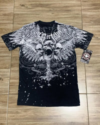 90s Affliction Dark Angel Wings T-shirt Woman Street American Dark Fashion Street Style With Antique Details Man Short Sleeves