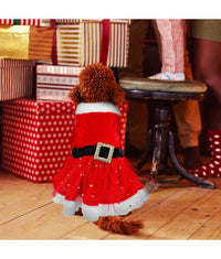 1 Set Dog Christmas Costume Dog Santa Claus Apparel Dress Puppy Winter Dressing  Holiday Party Costume Dog Apparel With Bow