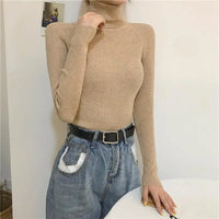 Women's Sweater Knitted Pullover Sweater Women New Sweaters Ladies Turtleneck Top Women Bottoming Jumper Winter Clothes Woman