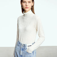 AMII Minimalist 2025 Spring Turtleneck Sweater for Women Winter Slim Warm Solid Long Sleeve Simple Pullover Female Tops 12323145