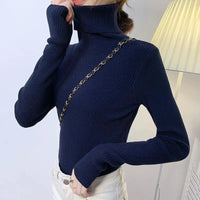 Women's Sweater Knitted Pullover Sweater Women New Sweaters Ladies Turtleneck Top Women Bottoming Jumper Winter Clothes Woman