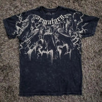 90s Affliction Dark Angel Wings T-shirt Woman Street American Dark Fashion Street Style With Antique Details Man Short Sleeves