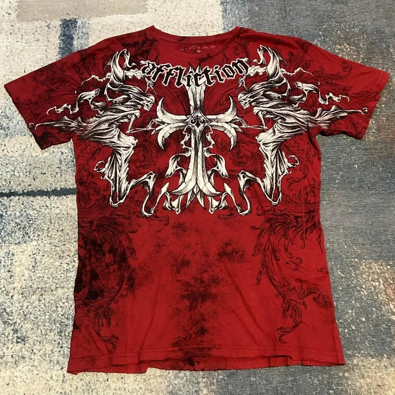 90s Affliction Dark Angel Wings T-shirt Woman Street American Dark Fashion Street Style With Antique Details Man Short Sleeves